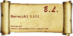 Bereczki Lili névjegykártya